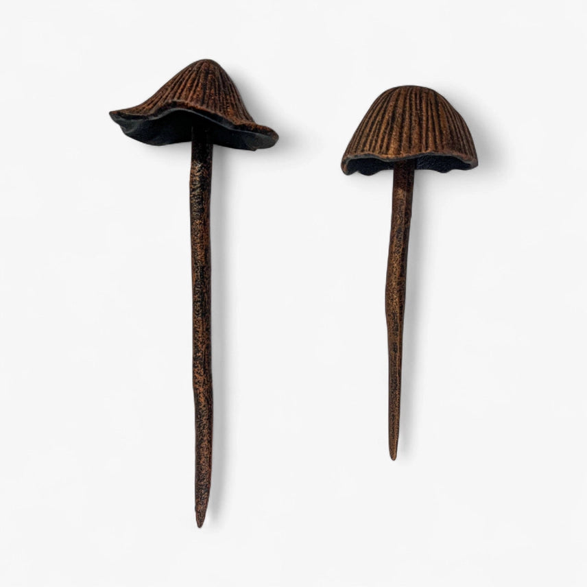 Copper Mushroom Garden Stakes | Set of 2