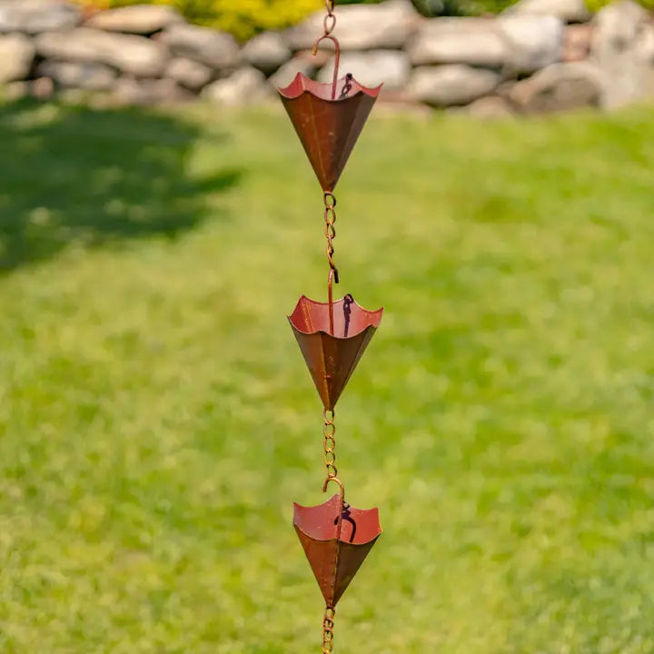 78" Long Iron Umbrella Rain Chain - Rust