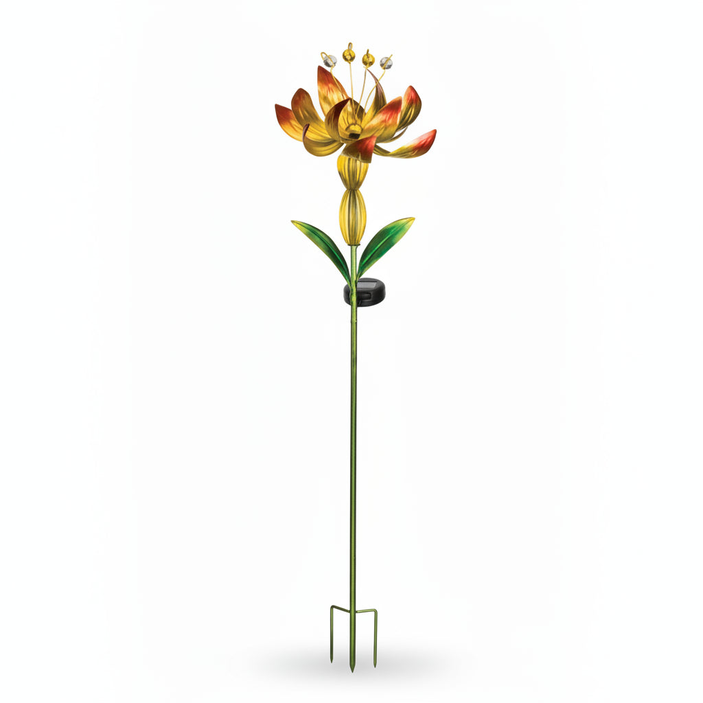 Yellow Flower Spinner Solar Stake