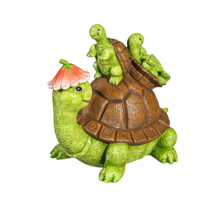 7" Resin Turtle with Kids Statue