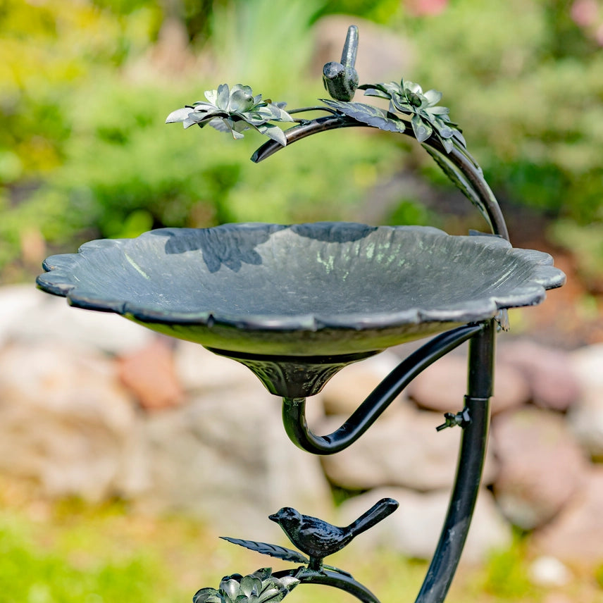 Scallop Edge Birdbath with Branch Stand