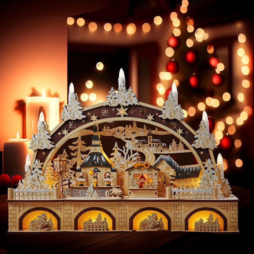 Bo Lited Xmas Village W/Candle | 17.72"
