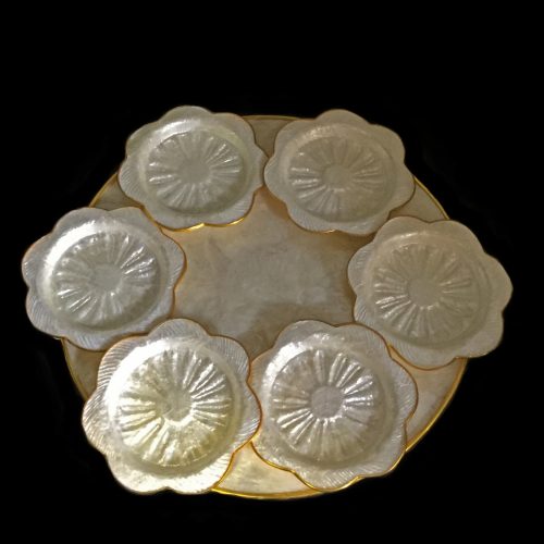 Capiz Tray w/Coasters Set