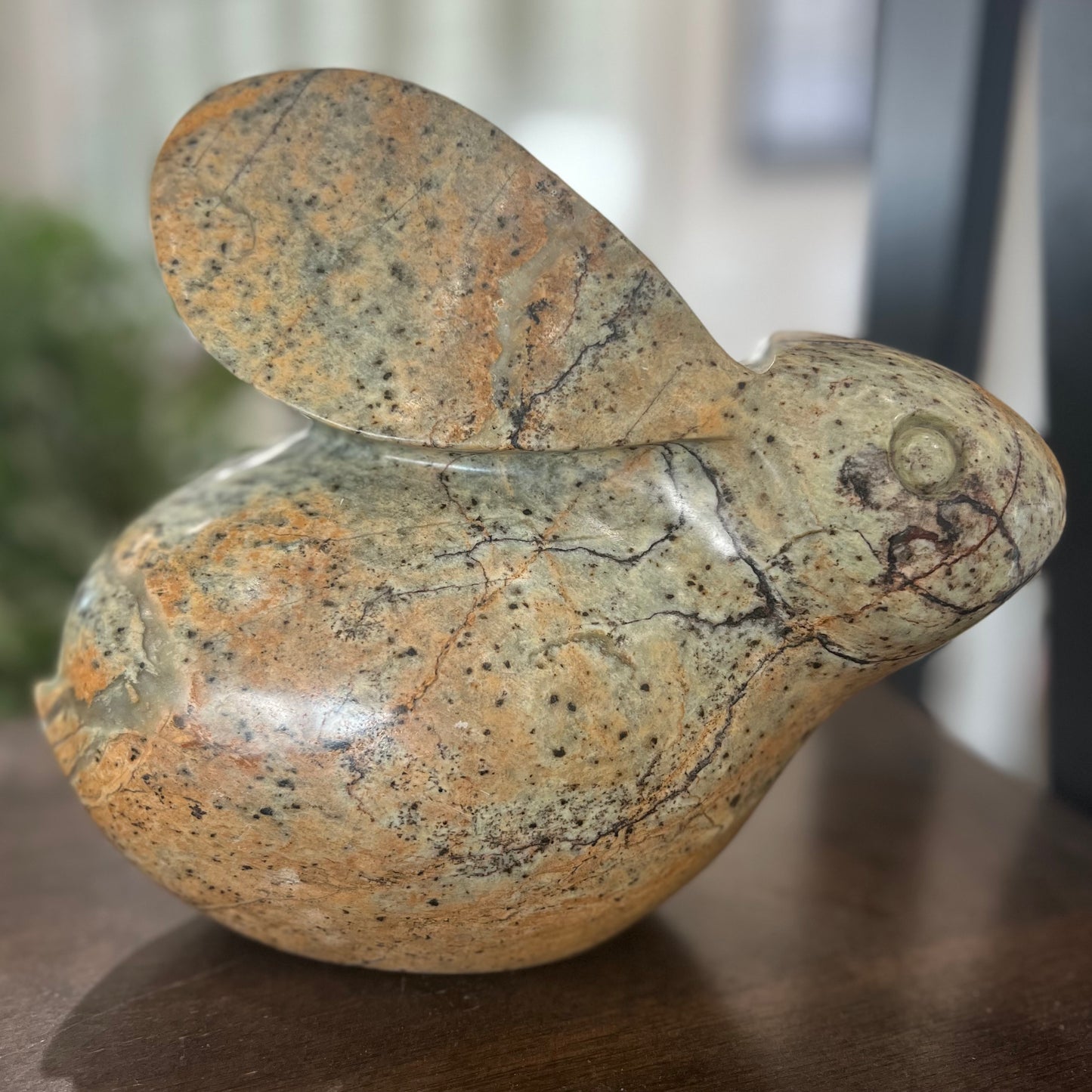Hand Carved Green Serpentine Stone Rabbit