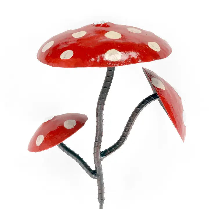 Red Recycled Metal Mushrooms