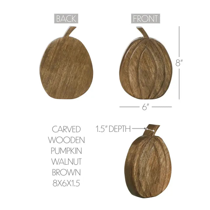 Walnut Wood Pumpkin 8"