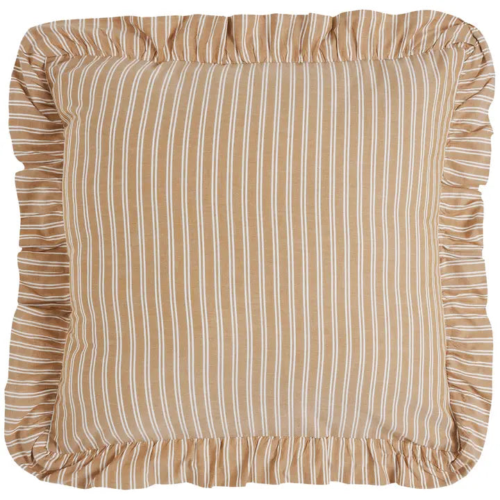 Golden Wheat Stripe Ruffled Euro Sham | 26x26