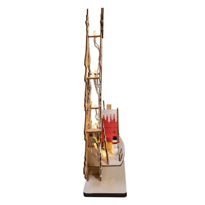 Led Tree W/Village Scene | 15"