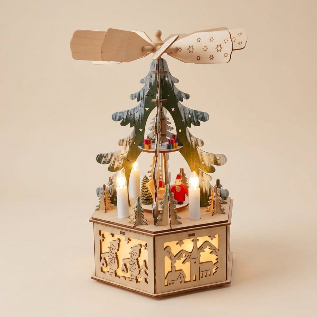 Lit Tree Scene + Windmill | 11"