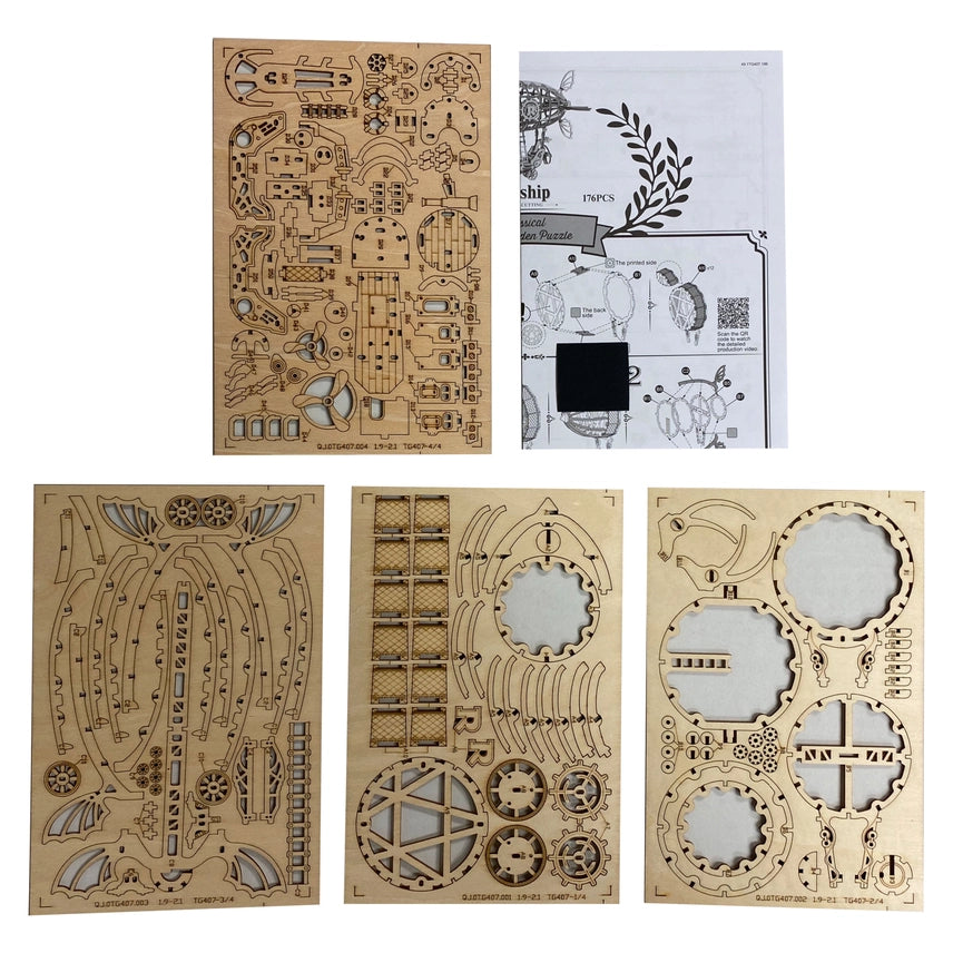 3D Laser Cut Wooden Airship