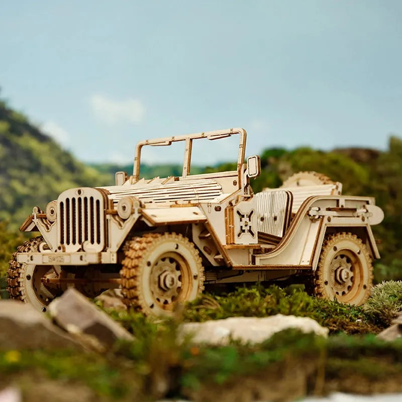 3D Laser Cut Wooden Army Suv