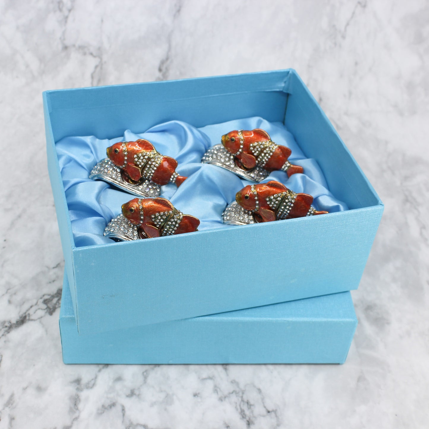 Pewter Jeweled Napkin Rings - Set of 4