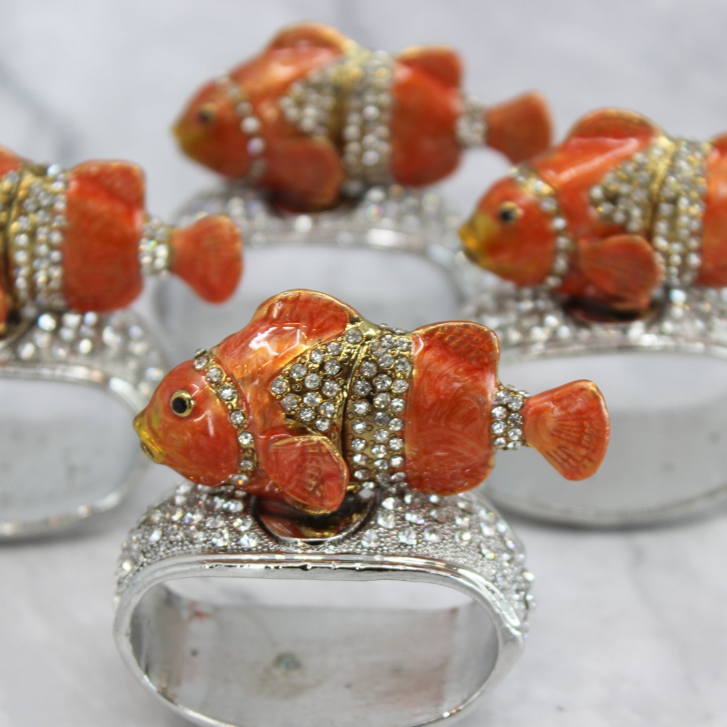 Pewter Jeweled Napkin Rings - Set of 4