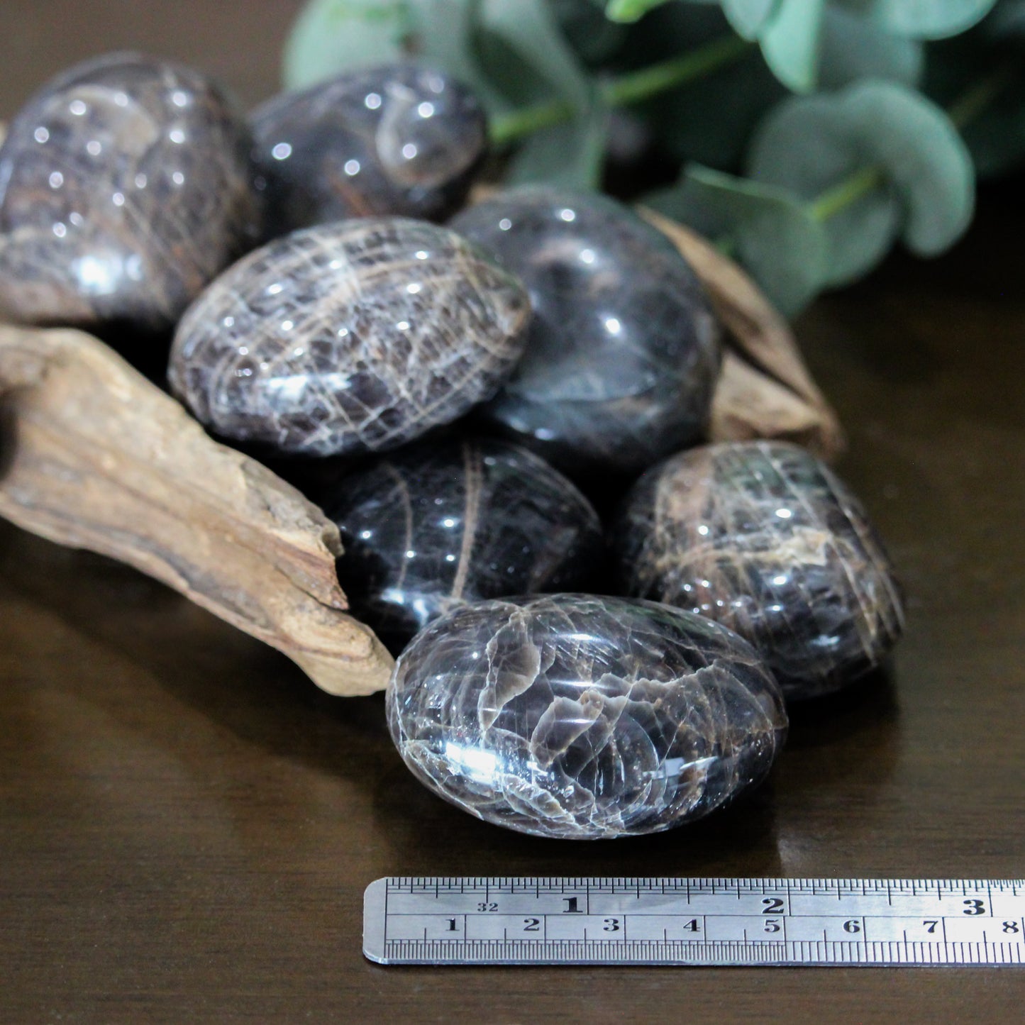 Black Moonstone Palm Stone