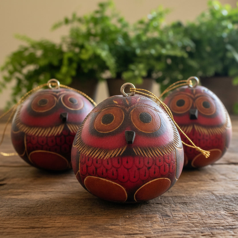 Owl Mini Gourd Ornaments