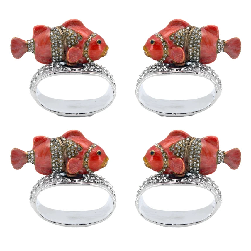 Pewter Jeweled Napkin Rings - Set of 4