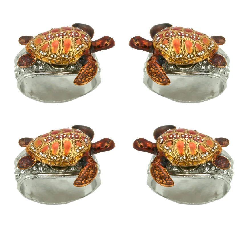 Pewter Jeweled Napkin Rings - Set of 4