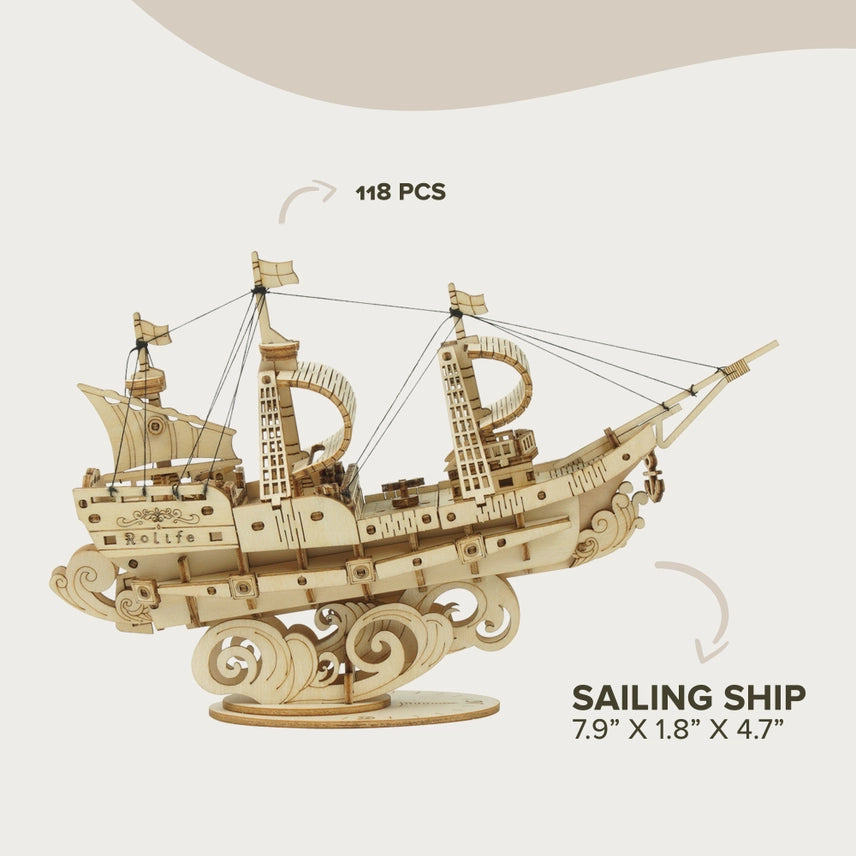 Sailing Ship 3D Wooden Model