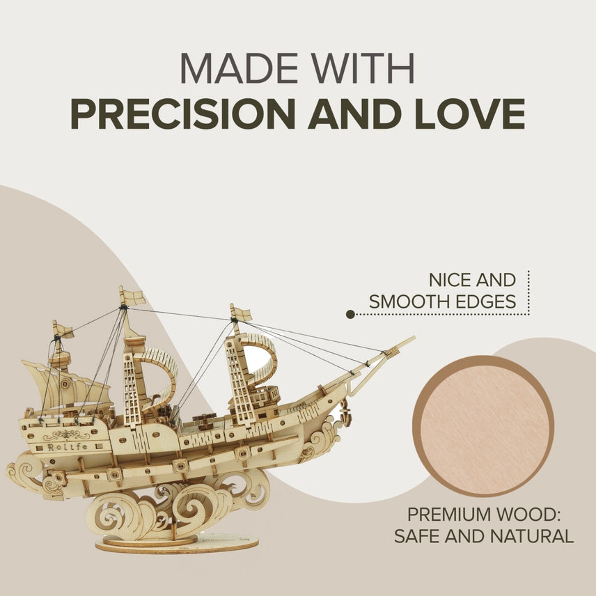 Sailing Ship 3D Wooden Model