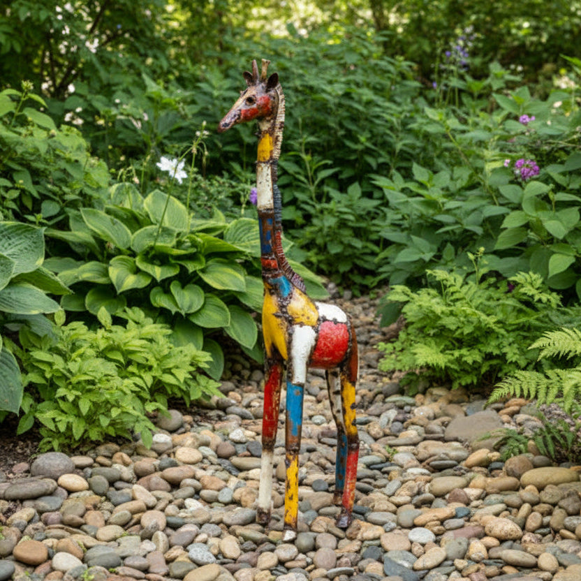 Colorful Recycled Oil Drum Giraffe