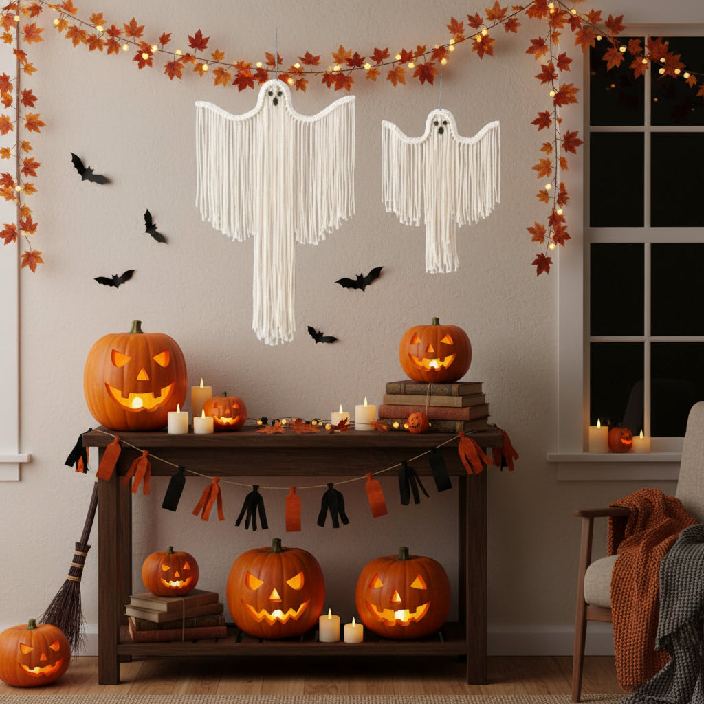 Macrame Halloween Ghosts