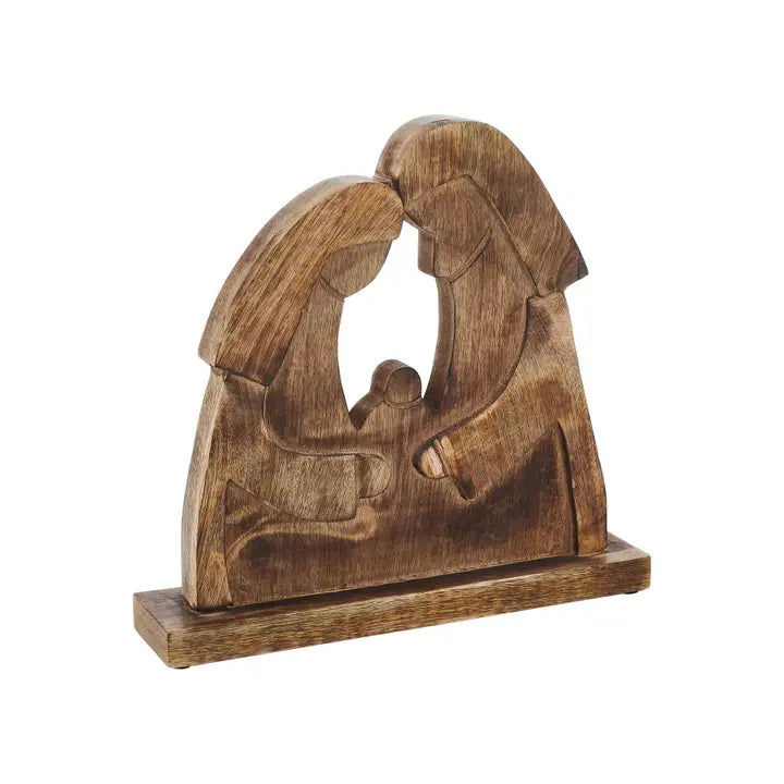 Wooden Nativity Scene with Mary, Joseph & Baby Jesus | 12"