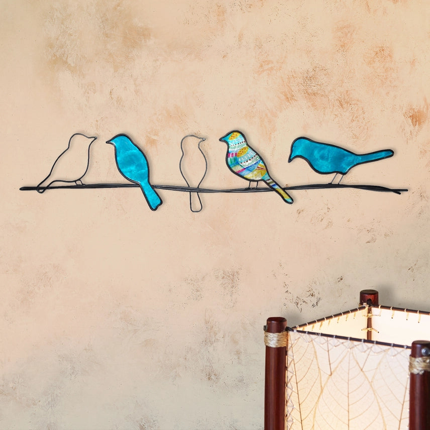 Birds On A Wire Wall Decor | Capiz & Metal