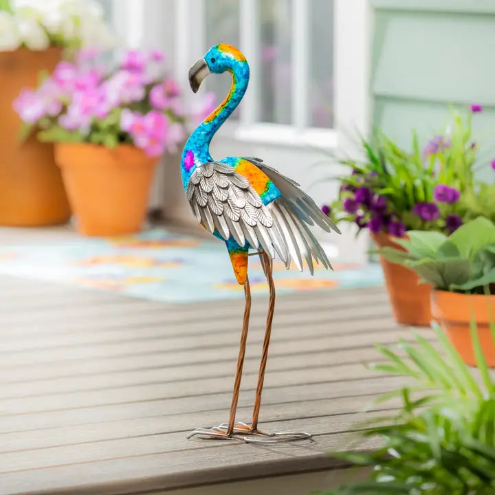 21.5" H Metal Gradient Flamingo Garden Statue