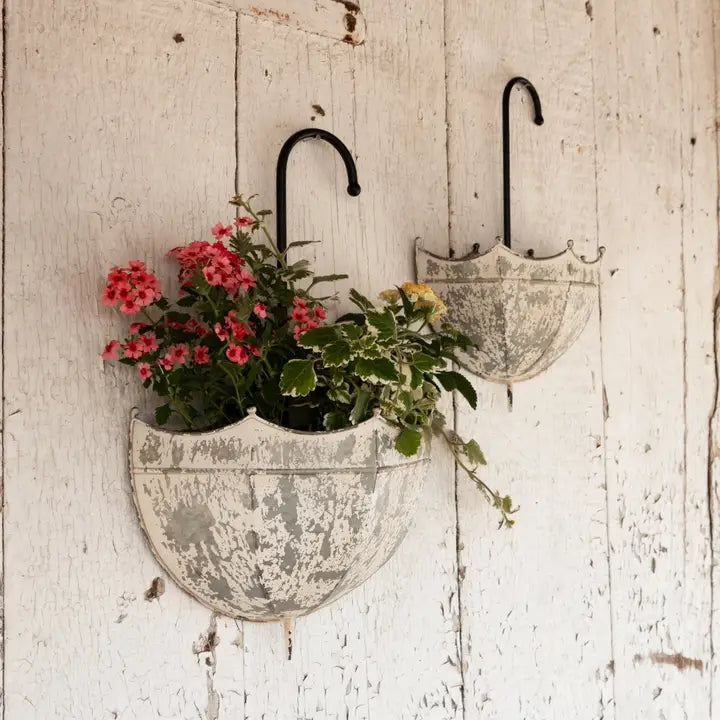 Galvanized Umbrella Wall Planters
