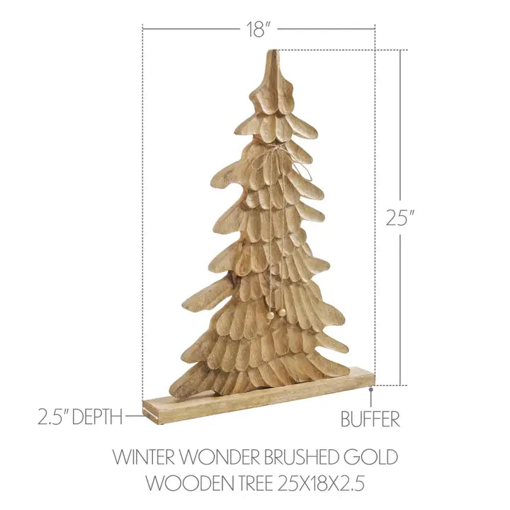 Brushed Gold Wooden Christmas Tree | 25x18