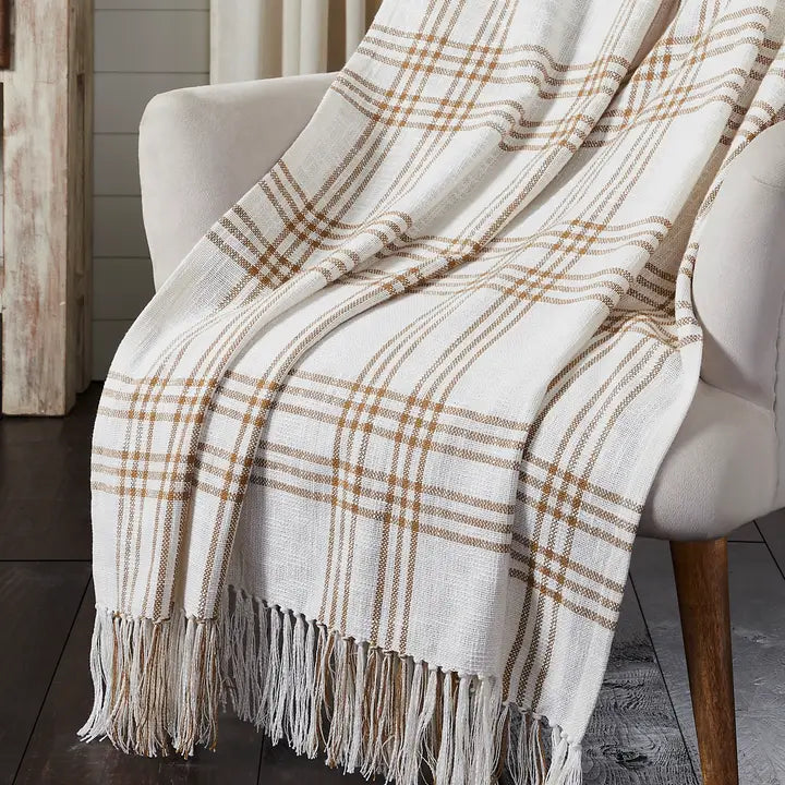 Wheat Plaid Woven Throw Blanket | 50x60