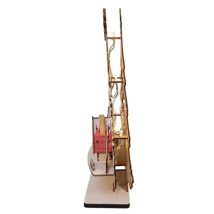 Led Tree W/Village Scene | 15"