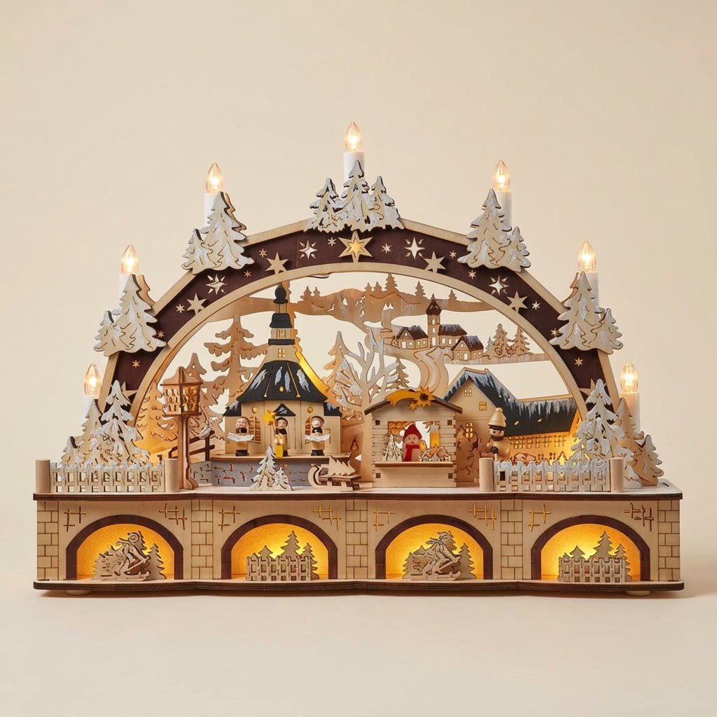 Bo Lited Xmas Village W/Candle | 17.72"