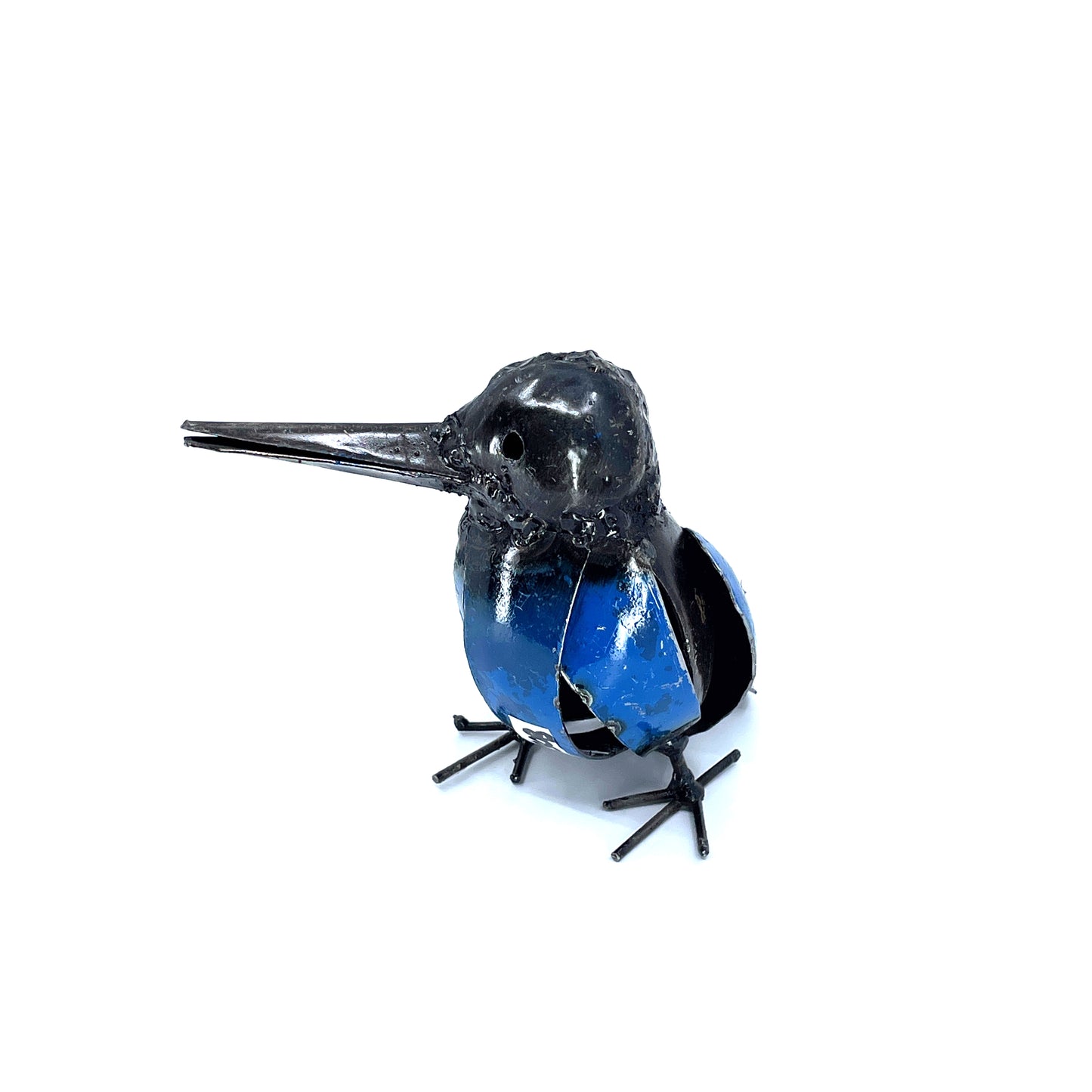Blue Recycled Metal Kingfisher Bird