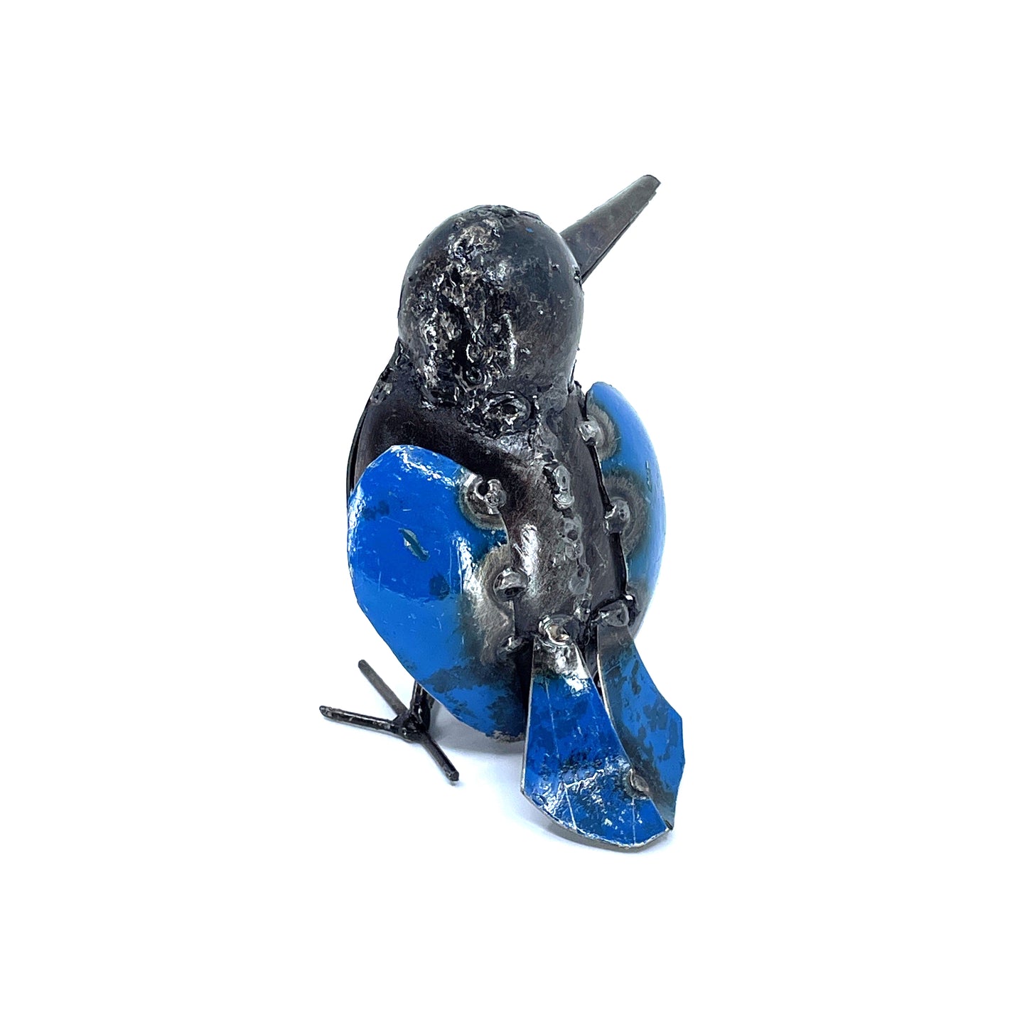 Blue Recycled Metal Kingfisher Bird