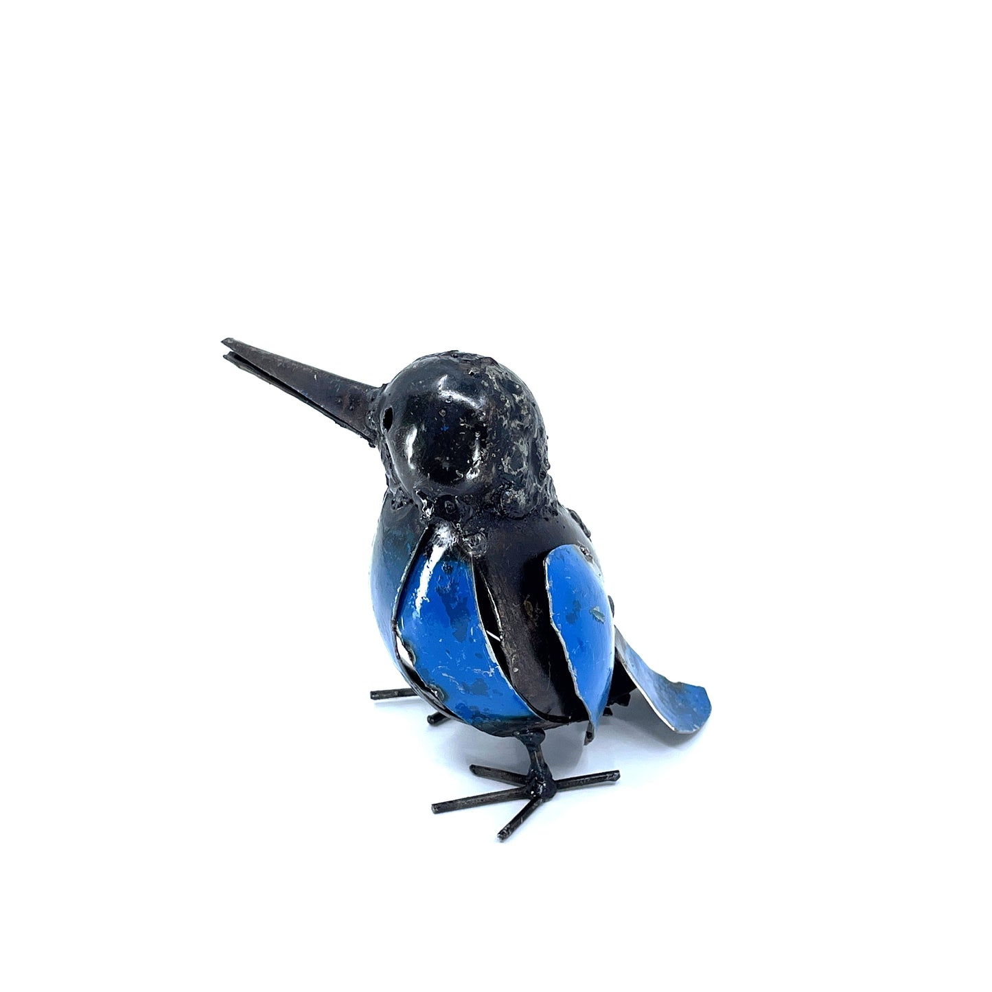 Blue Recycled Metal Kingfisher Bird