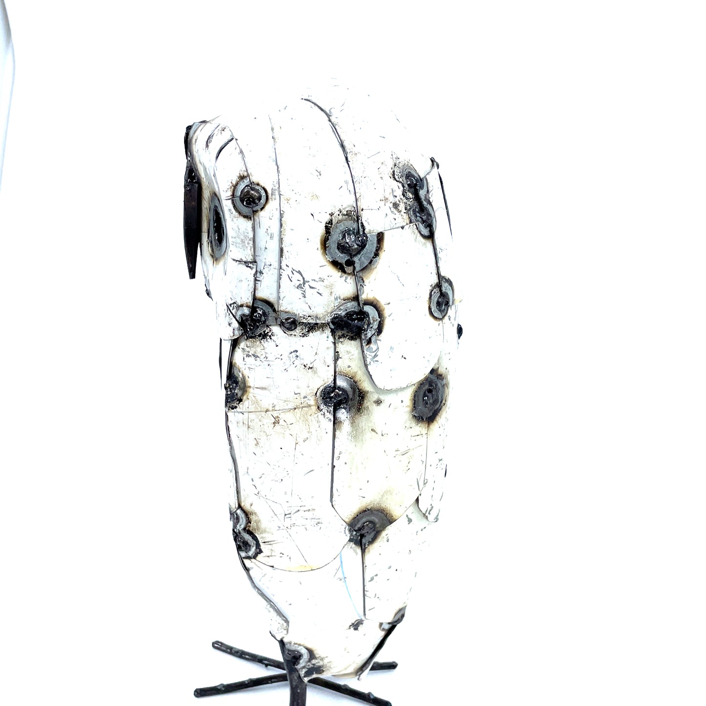 Snowy White Recycled Metal Owls