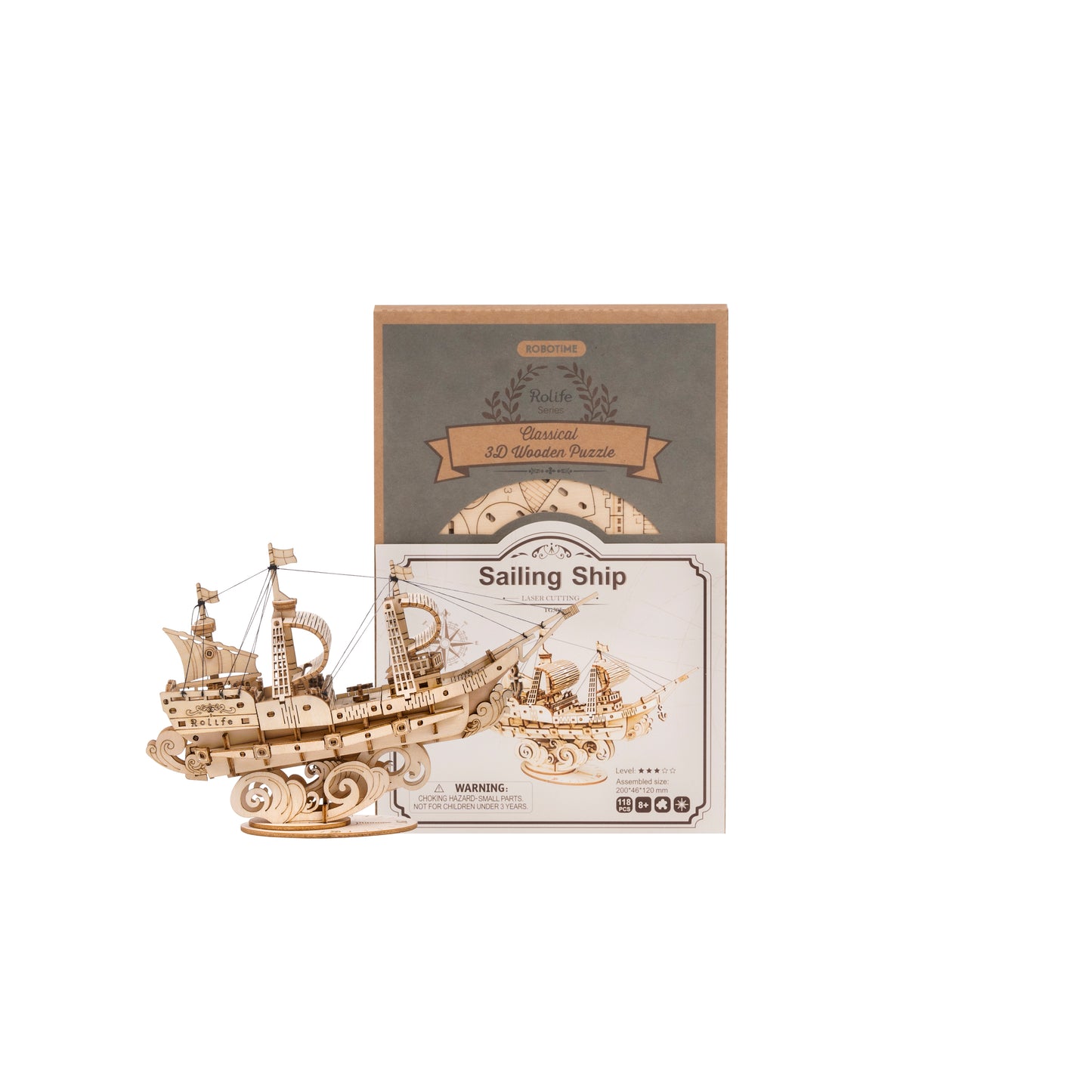 Sailing Ship 3D Wooden Model