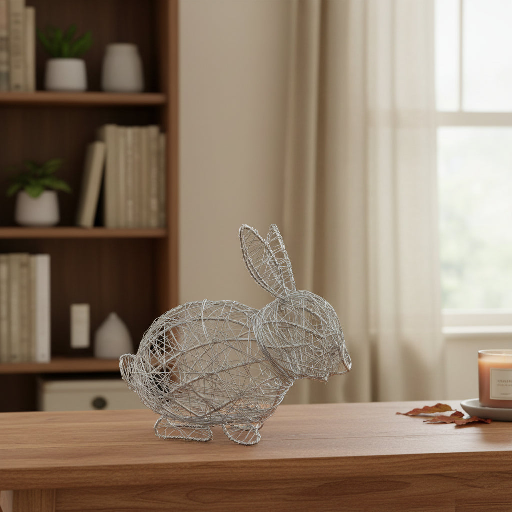 Silver Wrapped Wire Bunny
