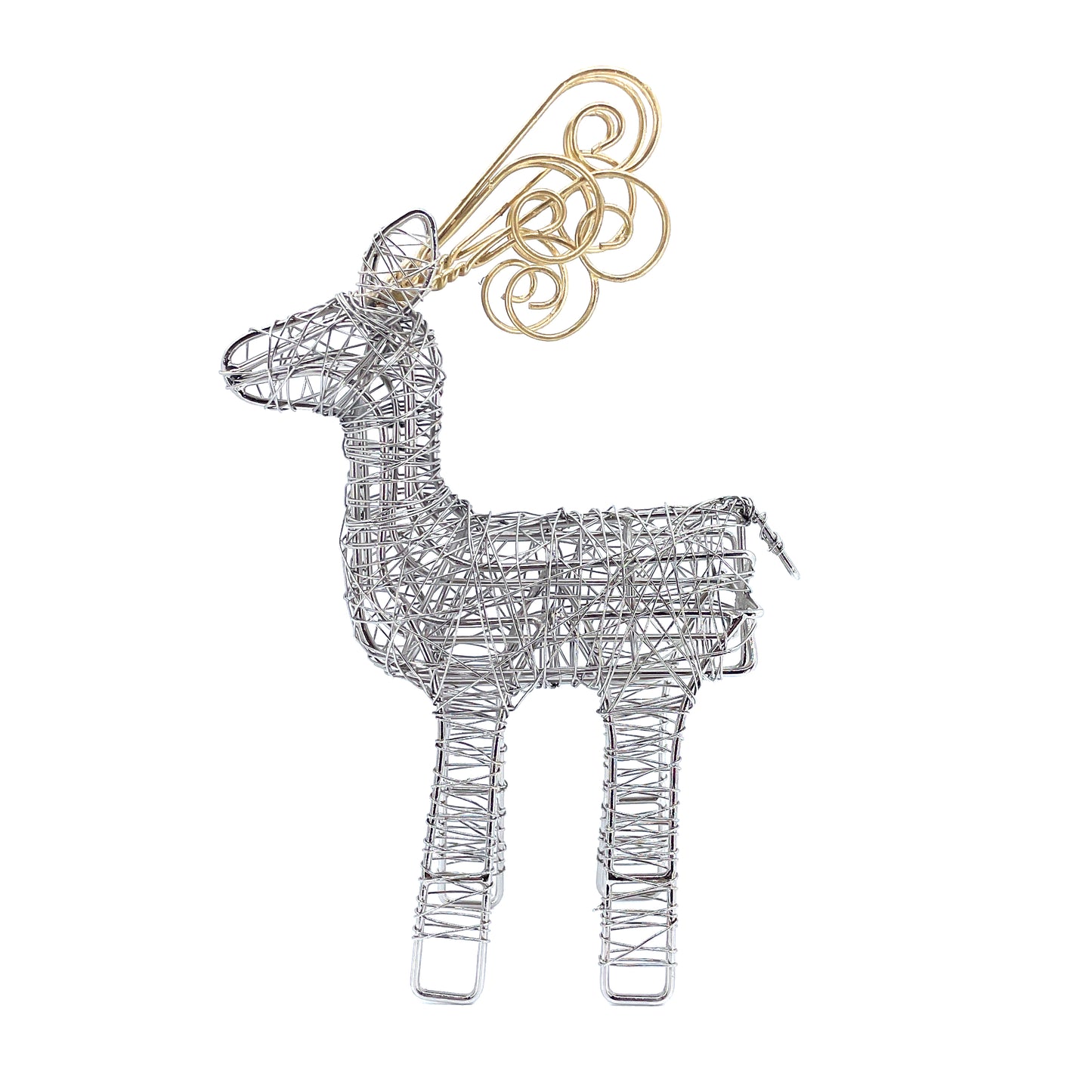 Gold Antler Wrapped Wire Reindeer
