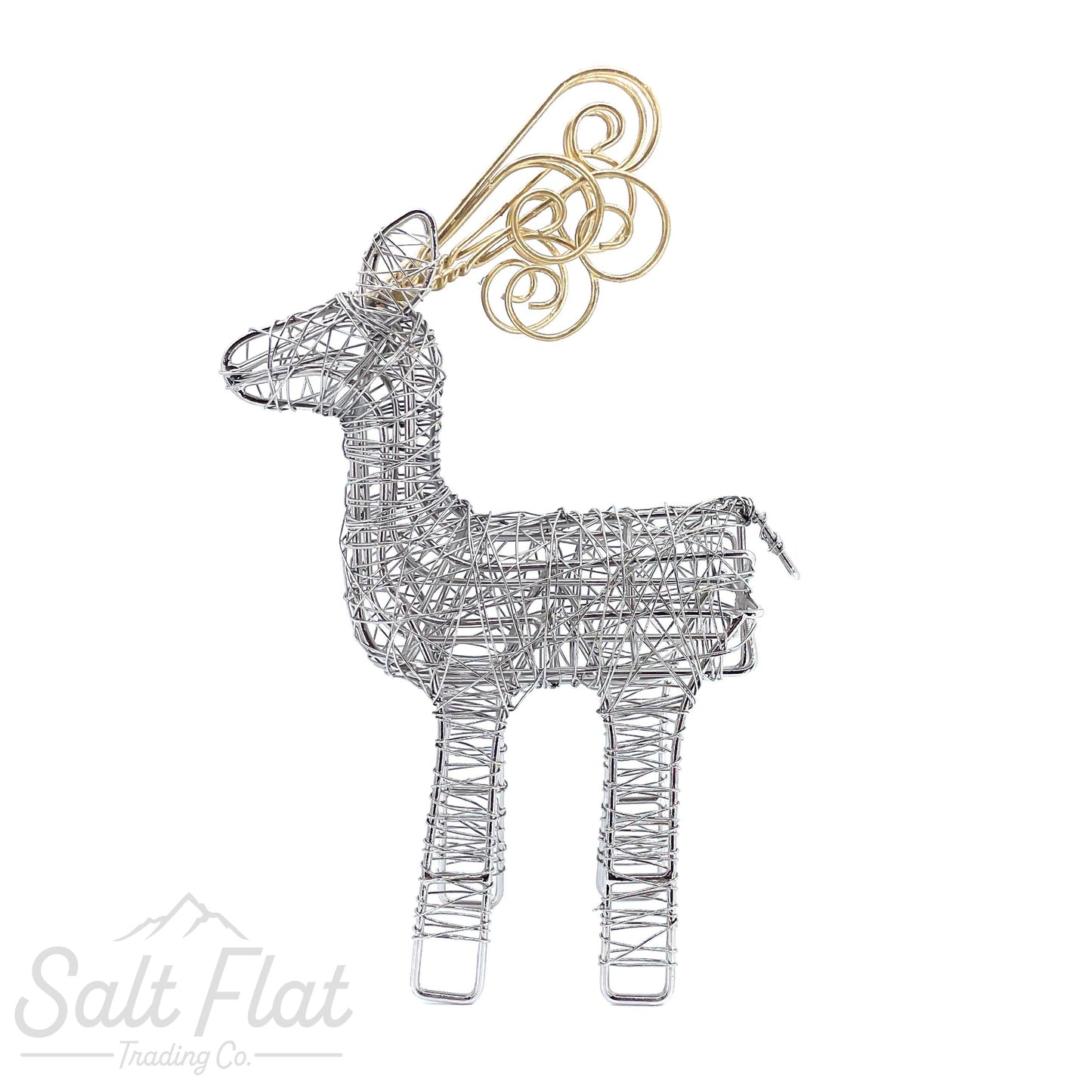 Gold Antler Wrapped Wire Reindeer