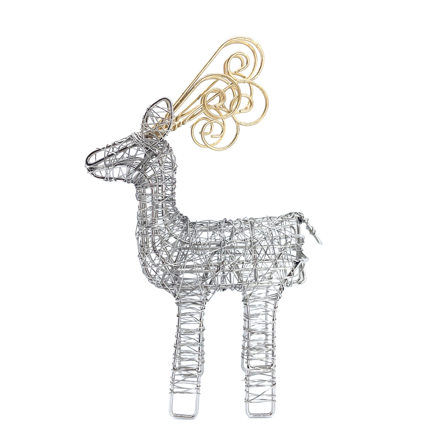 Gold Antler Wrapped Wire Reindeer