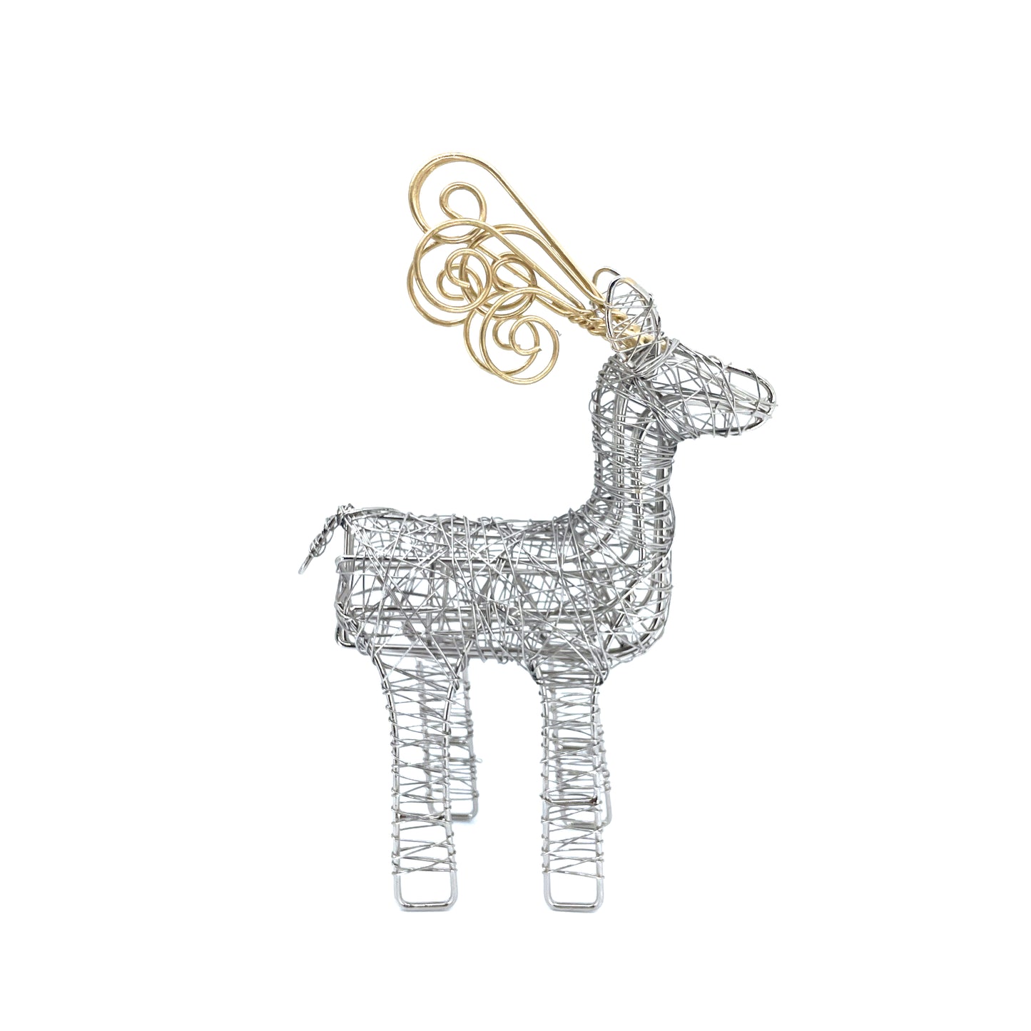 Gold Antler Wrapped Wire Reindeer