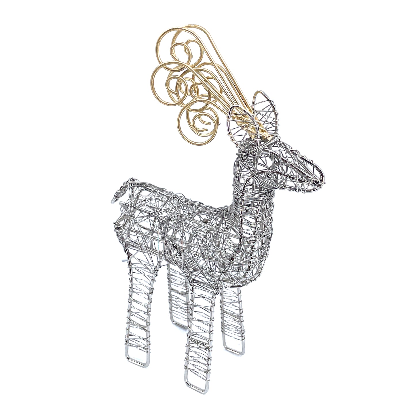 Gold Antler Wrapped Wire Reindeer