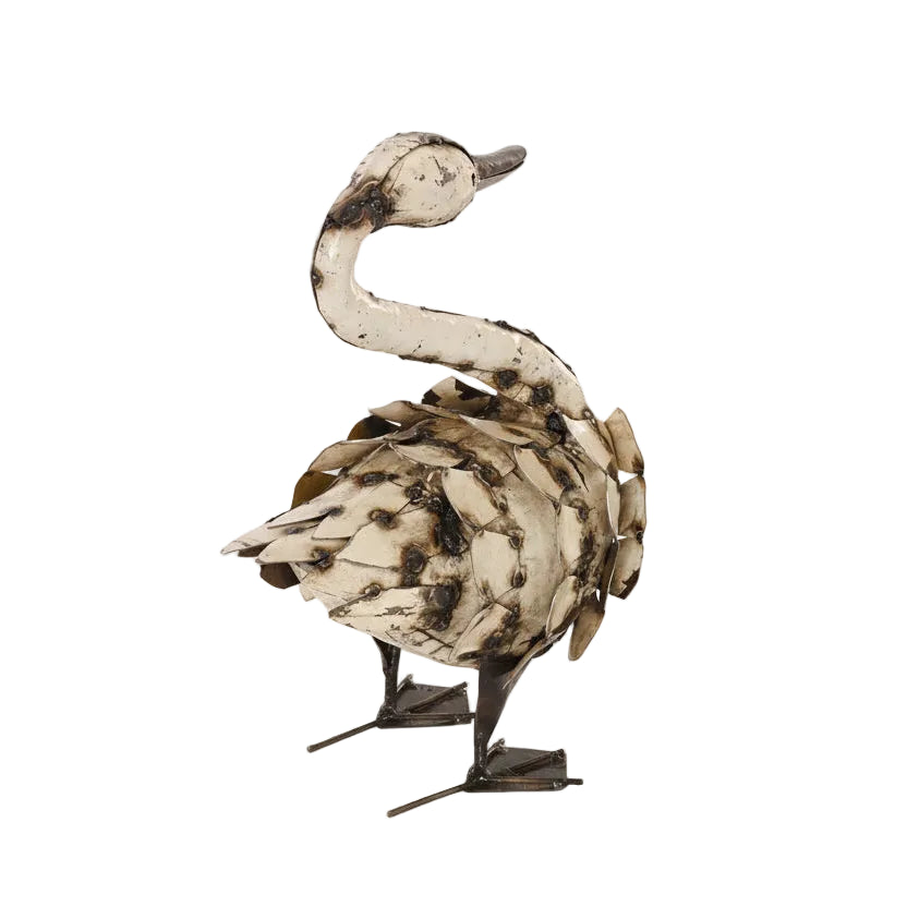 Feathered Swan Recycled Metal Sculpture