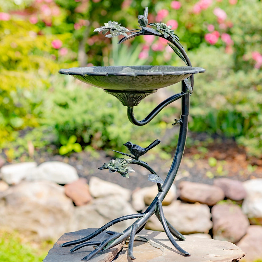 Scallop Edge Birdbath with Branch Stand