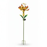 Yellow Flower Spinner Solar Stake