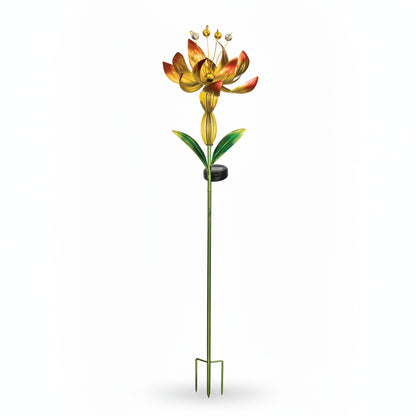 Yellow Flower Spinner Solar Stake