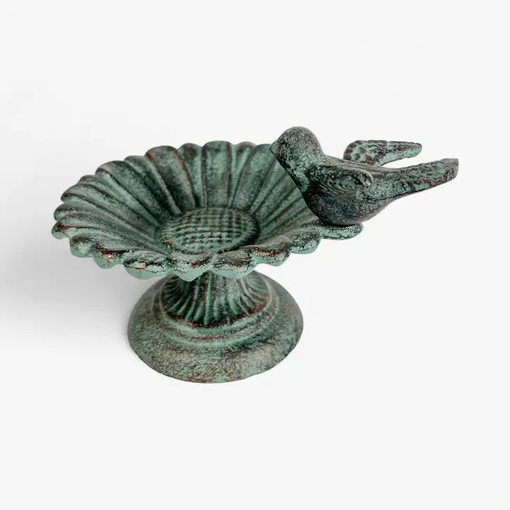 Iron Pedestal Sunflower Bird Bath and Feeder