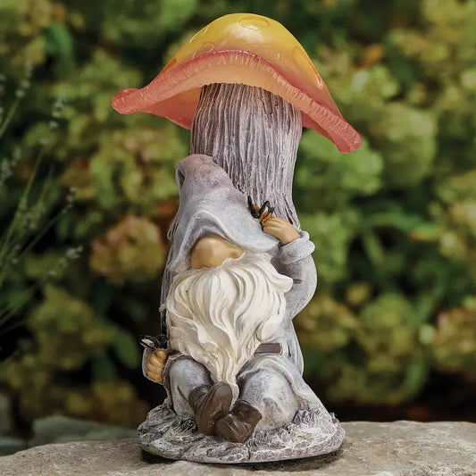 Solar Gnome Mushroom Statue